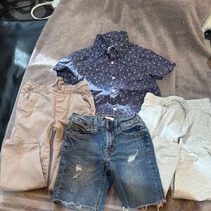 Kids sz 4 polo shirt with 3 bottoms options set